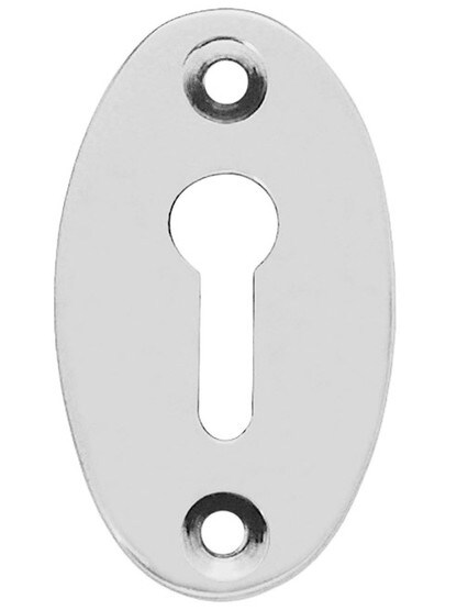 Plain Keyhole Cover - 1 7/8 x 1 1/8 inch in Polished Chrome.